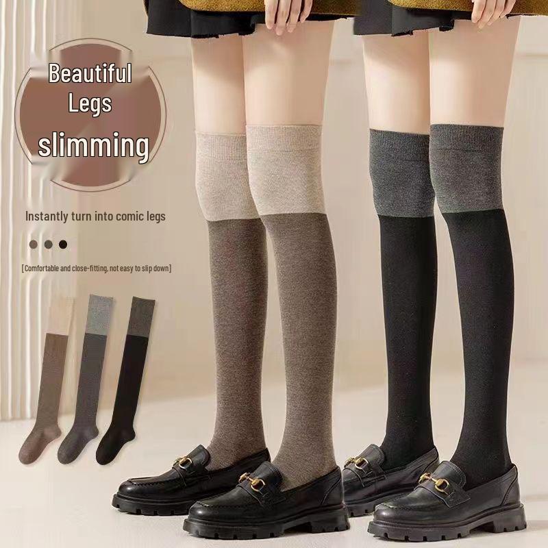 

Women s Black & Grey Color Block Mid-Calf Socks - Spring/Autumn, Mild Compression One Size Fits 35-40 кофейный