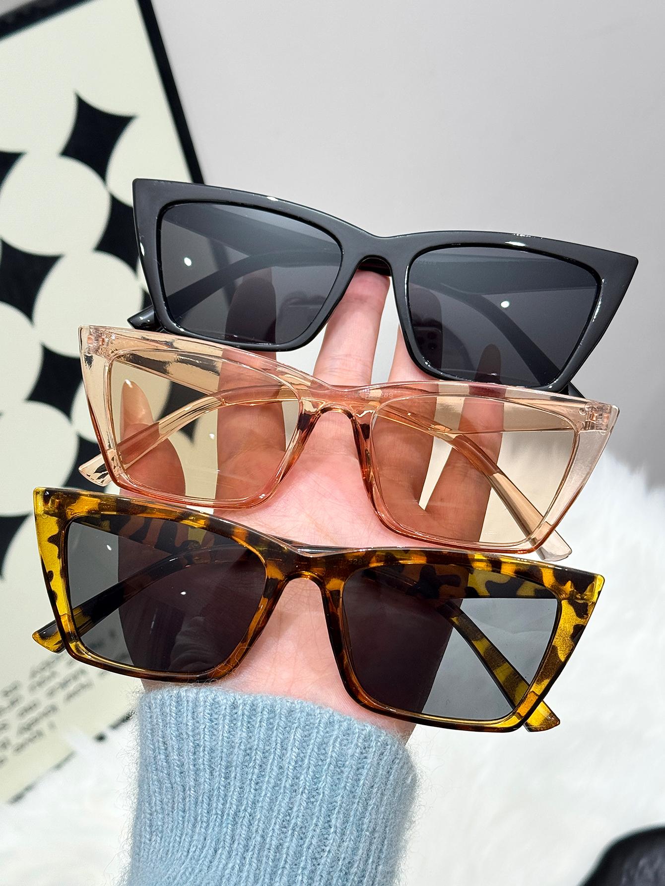 3Pcs Retro Fashion Cat-Eye Frame Sunglasses Multi-Color Combination Sunglasses Fashion Accessories Seaside Vacation Driving