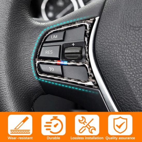 Carbon Fiber Steering Wheel Button Frame Trim Cover For BMW 3 Series F30 2013-18