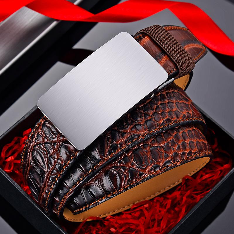 

Ремень Ремень Имитация Аллигаторного Узора Ремень Мужской Деловой Мужской Беззубый Автоматический Пряжка Ремень 130cm темно-коричневого