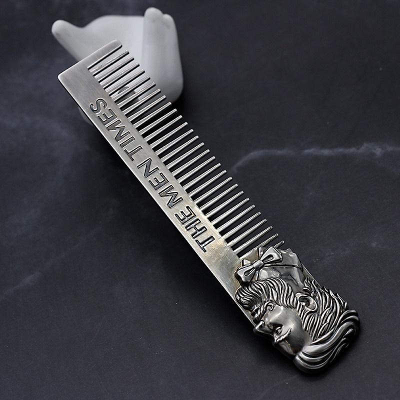 Gentelman Barber Styling Metal Comb Stainless Steel Men Beard Comb Mustache Care Shaping Tools Pocket Size Silver Hair Comb