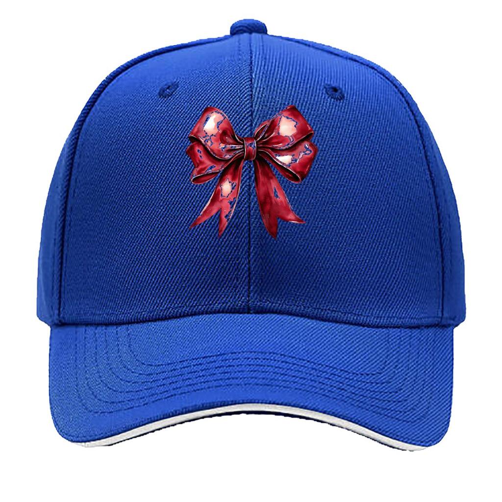 Glossy Red Ribbon Bow Illustration Graphic Sandwich Baseball Cap Unisex Women Sun Cap Outdoor Workouts Hat