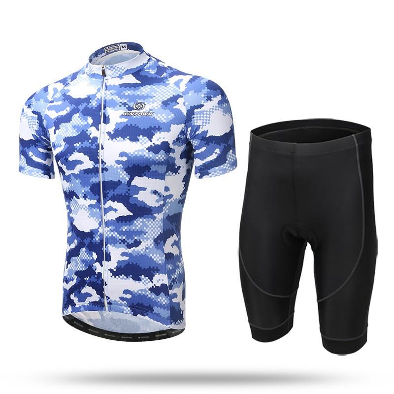 Mens Cycling Jersey Shorts Set Short Sleeve Breathable Performance Kit Camo Bike Wear