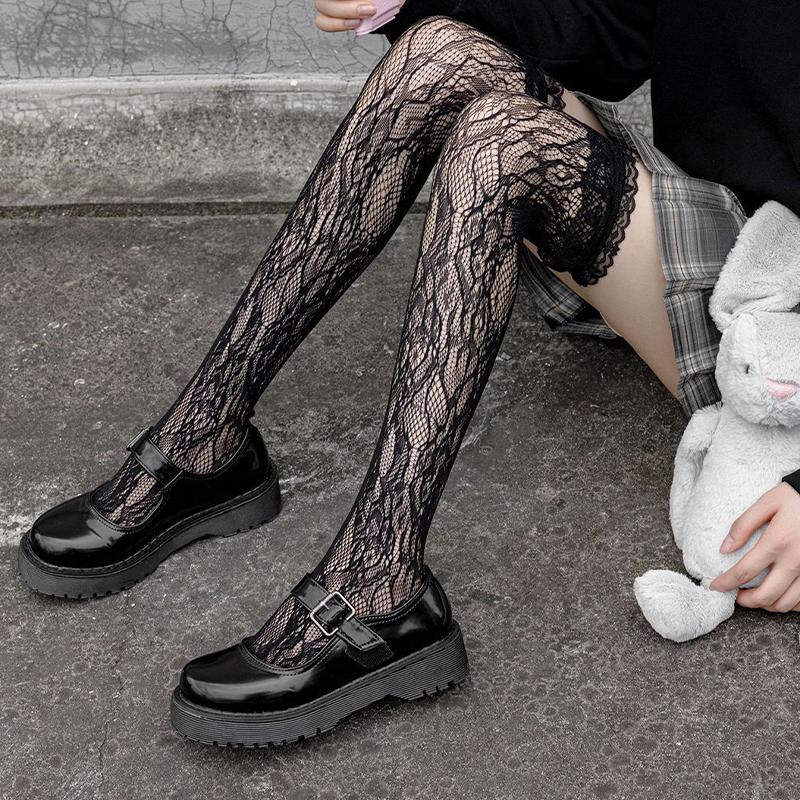 Ballet-Style Bow Over-The-Knee Socks Lace Socks Jk Style Openwork Socks