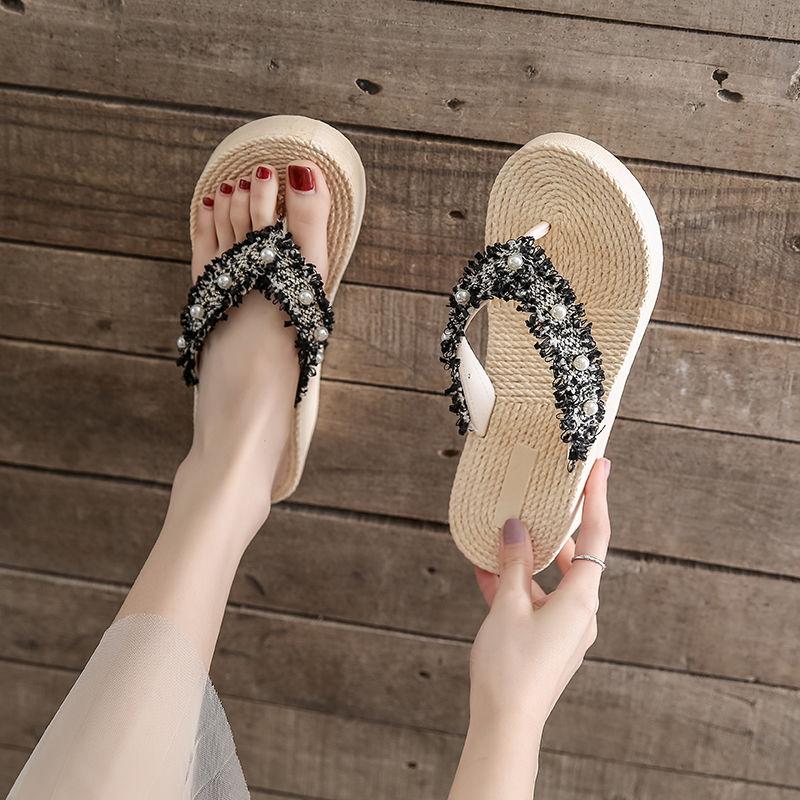 Mode Sandalen Juwelen Slides Kristalle auf Strand Frau Hausschuhe Flip-Flops Schuhe für Frauen Rhenstone Neue Stil H Sandale Schuh Großhandel 39