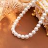 Elegant High-Gloss White Pearl Necklace - Versatile and Gentle Style