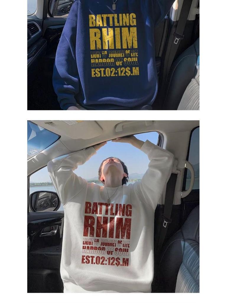 Men's Oversized Fleece-Lined Round Neck Sweatshirt - Thick Cotton, Trendy American Style, Casual Autumn/Winter Wear