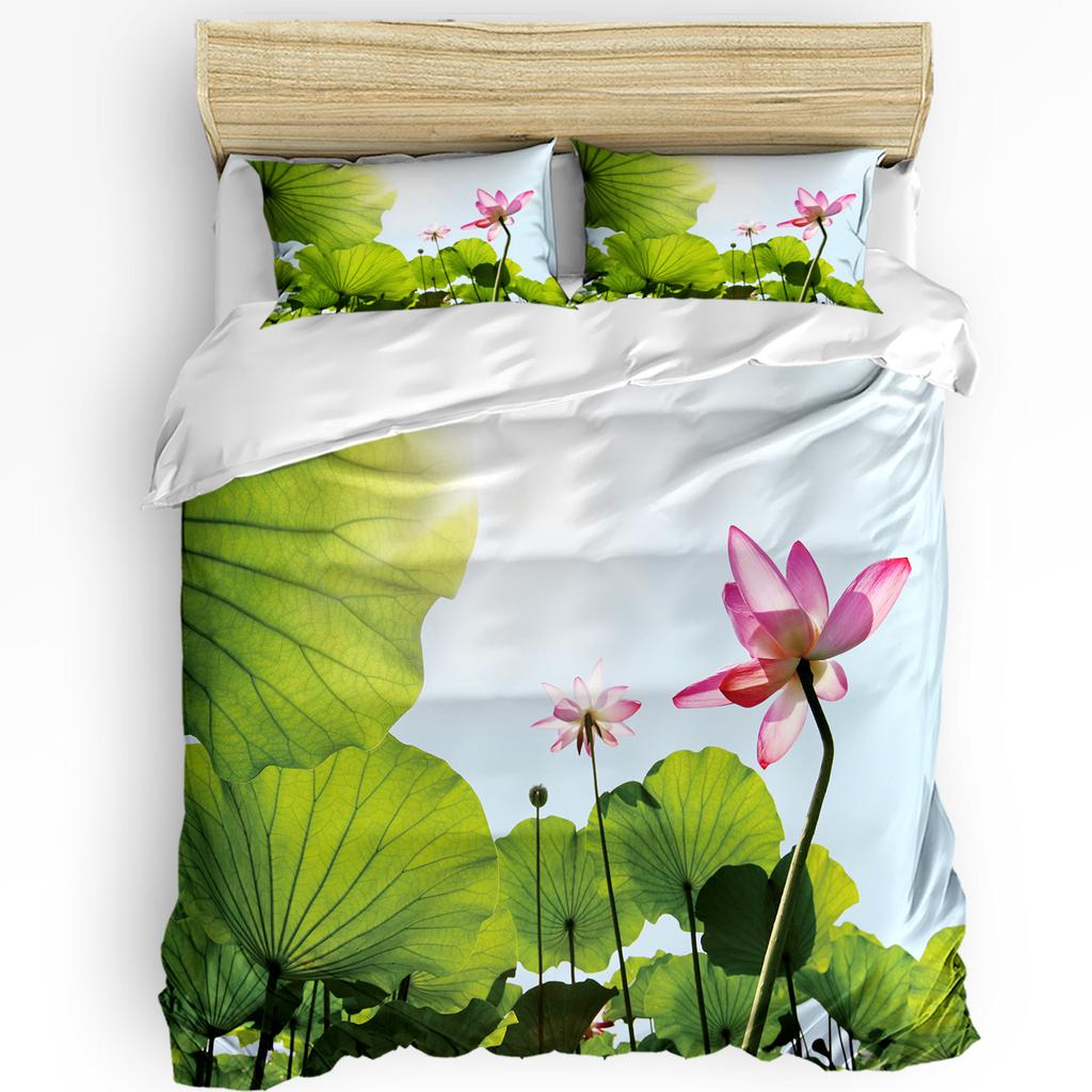 Lotus Leaf Flower Bedding Set 3pcs Boys Girls Duvet Cover Pillowcase Kids Adult Quilt Cover Double Bed Set Home Textile