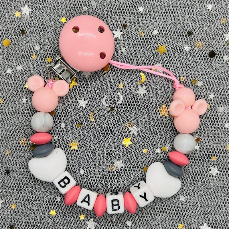 Baby Pacifier Clip Personalised Name Dummy Nipple Holder Chains Newborn Feeding Newborn Custom Pacifiers Clip Chew Teething Toys
