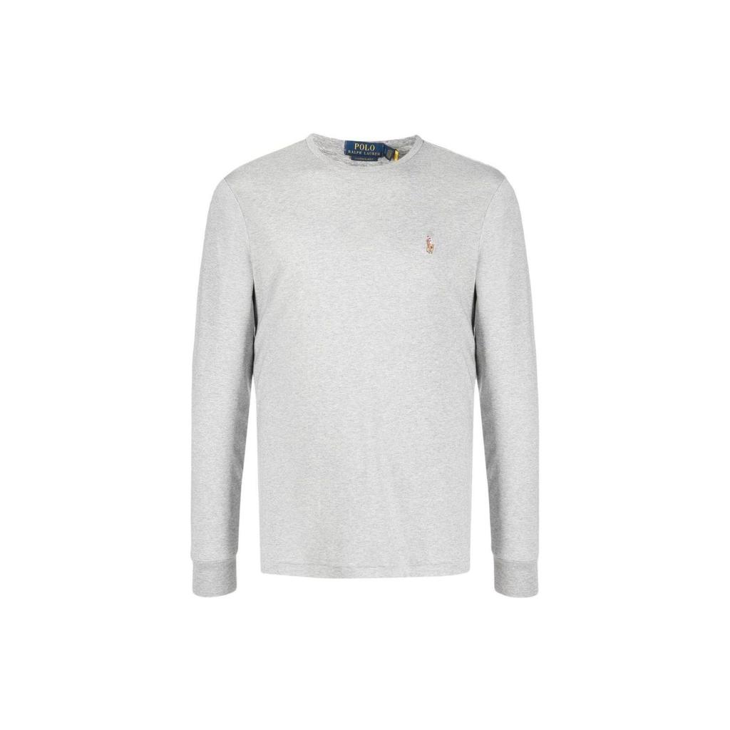 Polo Ralph Lauren Ss23 Solid Logo Embroidered Crew Neck Long Sleeve T-Shirt Men Tops Light-Gray 710760121-004