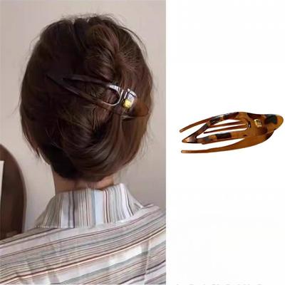 A Large-sized Letter-shaped Paperclip, A Ponytail Hairpin, A Hairpin for The Back of The Head, and A Duckbill Hairpin.