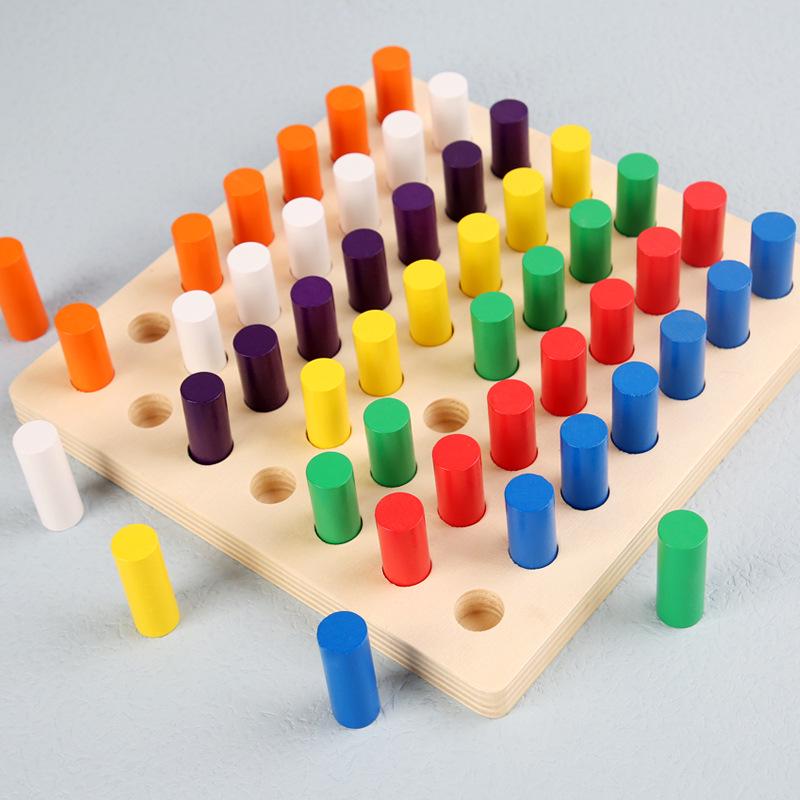 Montessori Wooden Sensory Training Toys for Early Childhood Education - Stick and Rope Insertion Set