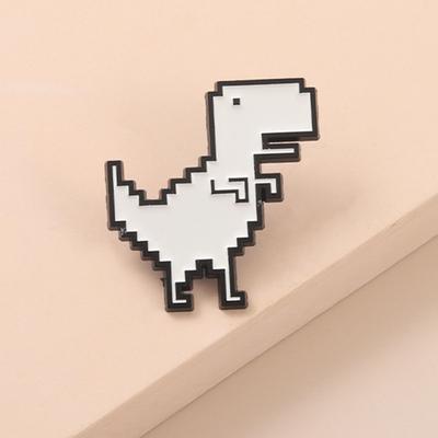 Dinosaur Brooch Retro Pixel Geometric White Dinosaur Pins Elegant Costume Accessories Lovely Cartoon Animal