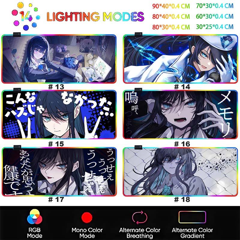 Kawii Anime LED Mousepad HD Print Virtual Idol  Gamers Desk Mat RGB Backlit Non-slip Mouse Pad XXL Keyboard PC Desk Pads
