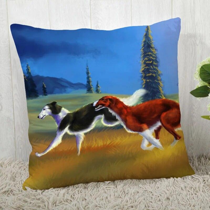 Fețe de pernă personalizate cu câine ogar, pentru decorarea casei, a livingului