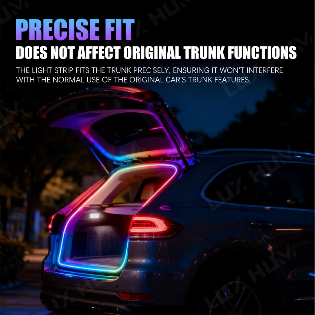 Dynamic Flowing Car Trunk Light Strip for SUV 400cm Flexible Multi-Color RGB Neon Atmosphere Light 12V App Control Ambient Lamp