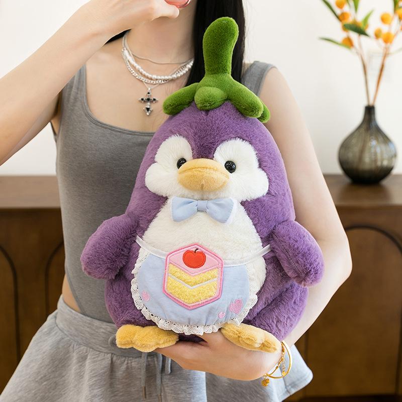 Cute eggplant penguin doll doll vegetable plush toy children sleeping pillow doll birthday gift girl