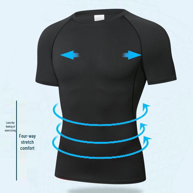Herren Quick-Dry Siebenfarbige Kurzarm Body-Shaping Basisschicht für das Training