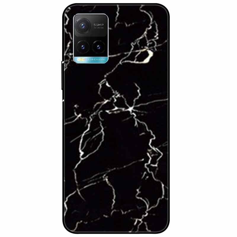 Für vivo Y33s Hülle Y 33s Silikon Weich Bemalt Katze Schwarze Hüllen für Vivo V2109 Y33S Rückseite TPU Hülle für VIVOY33s Cartoon