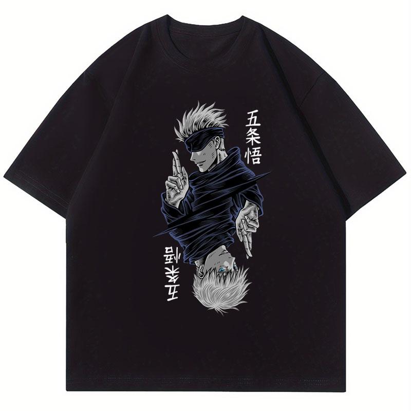 

Fashion Jujutsu Kaisen Satoru Gojo Anime Printed Lady O-Neck Unisex Short Sleeve Women s T Shirt Black White Short Sleeve Summer Top XS чёрный