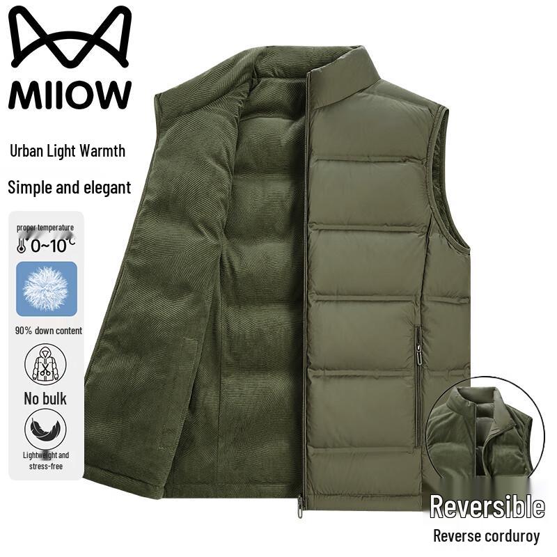Mao Ren Men's Reversible Stand Collar Down Vest