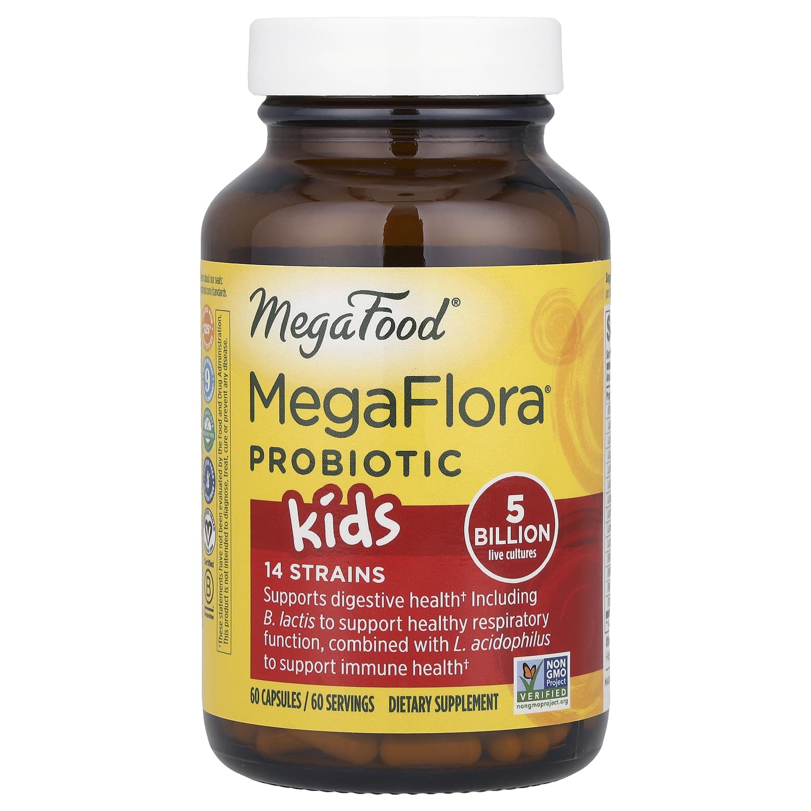 

MegaFood, Kids MegaFlora® Probiotic, 5 Billion CFU, 60 Capsules