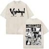 Gewaschenes T-Shirt Anime Vagabond Miyamoto Musashi Vintage Gewaschene T-Shirts Herren Damen Kleidung Lässig Baumwolle Kurzarm Oversized Rundhals T-Shirts oversize23