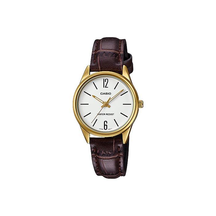 CASIO Women s Standard Series White Watch LTP-V005GL-7BUDF Brown Strap