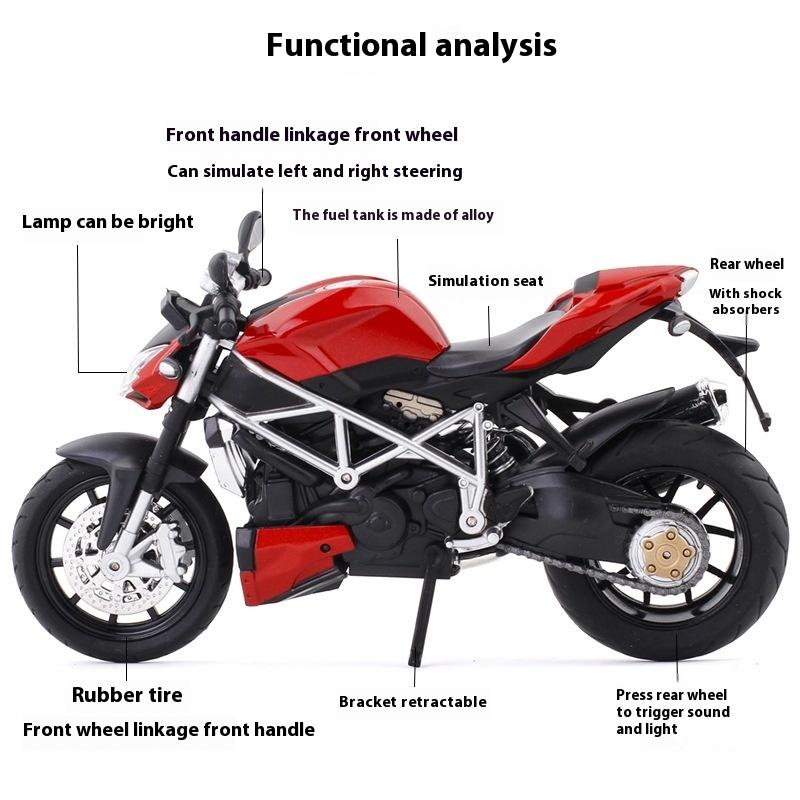 1/12 Scale Ducati Streetfighter S Muscle Alloy Motorcycle Diecast Model Sound & Light Desktop Collection Decorative Gift Boys