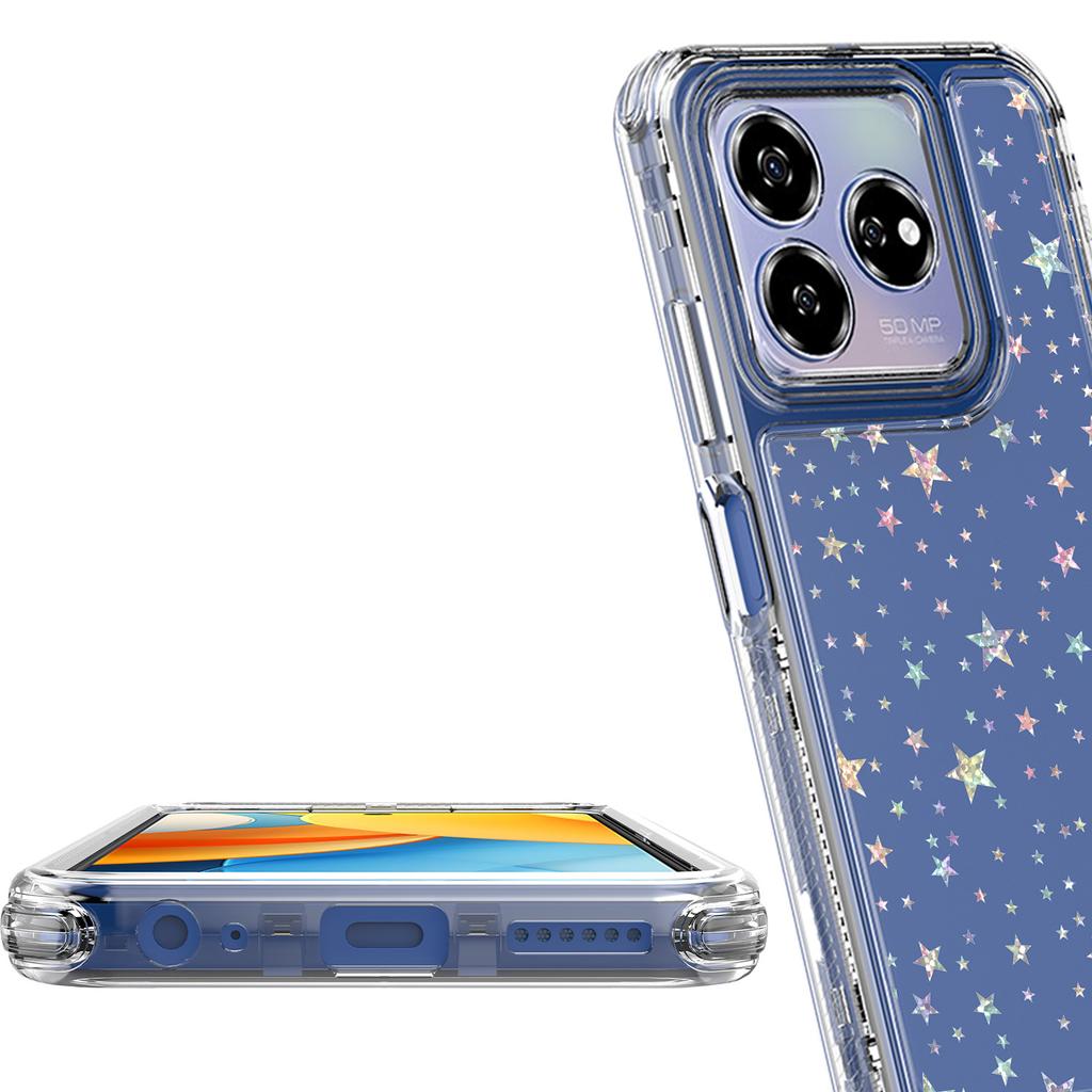 For ZTE Axon 60 Lite Case Precise Cutouts Acrylic TPU Clear Phone Cover with Laser-printed Film