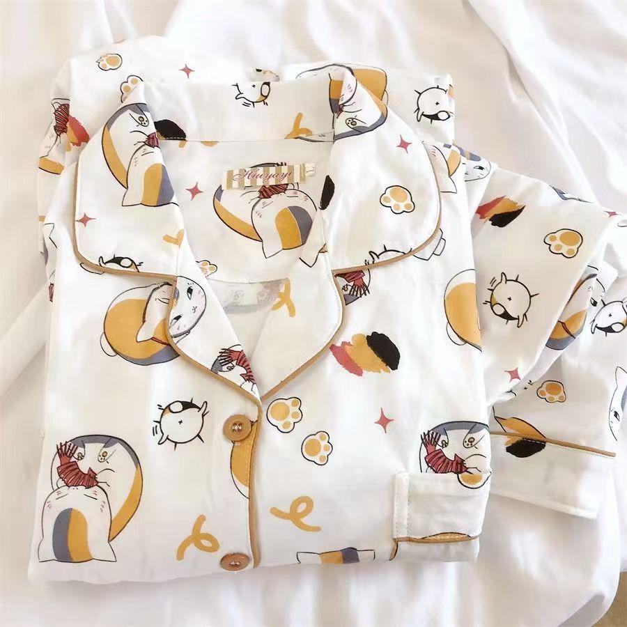 

Женский летний кардиган с полным принтом мультяшного котенка, пижама, короткий рукав, шорты, комплект из двух предметов, мягкий, милый, в стиле принцессы, одежда для дома S