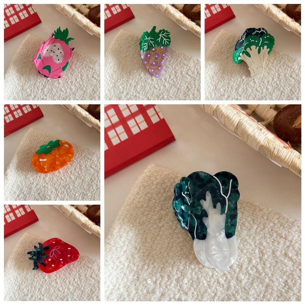 Sweet Vegetable Hair Clip Cute Acetic Acid Claw Clip Creative Fruit Shark Clip Daily