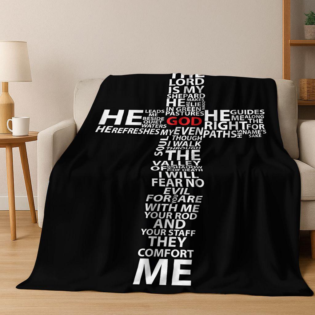 New Belief Cross Holy Bible Pray Jesus Flannel Blanket,Cozy Soft Throw Blanket for Home Bedroom Bed Sofa Picnic Cover Kids Gift