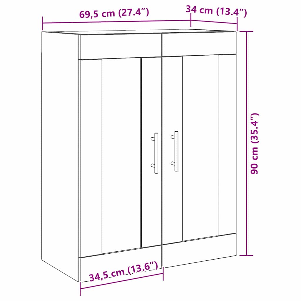 Wall Cabinet Artisan Oak 69.5 x 34 x 90 cm Engineered Wood
