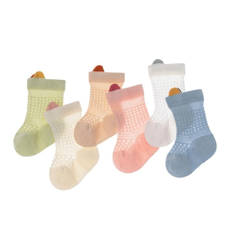 3Pairs/set Infant Toddler Socks For Boys Girls Summer Thin Cotton Soft Children's Socks Newborn Baby Hollowed-out Socks 0-3Years