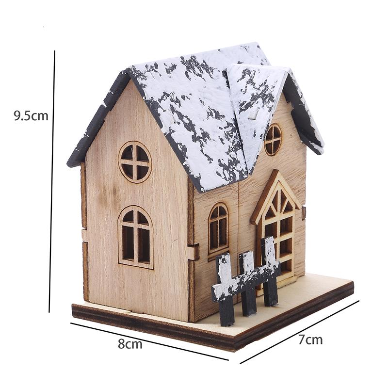 Christmas Home Decoration LED Luminous Wooden House Small House Xmas Tree Desktop Decoration Happy New Year Give Gifts Friends