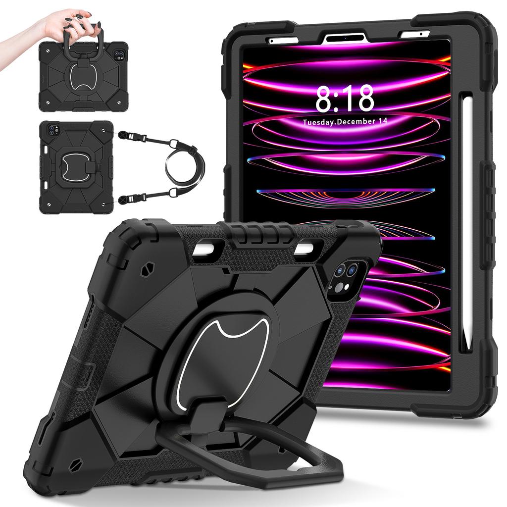 306 ° turntable suitable for iPad protective case, universal silicone stand, anti drop handheld flat shell with pen slot