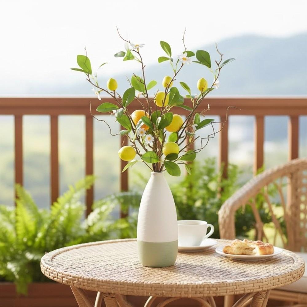 Green Leaves Lemon Fruit Branch with Flower Simulated Fruit Tree Living Room Porch