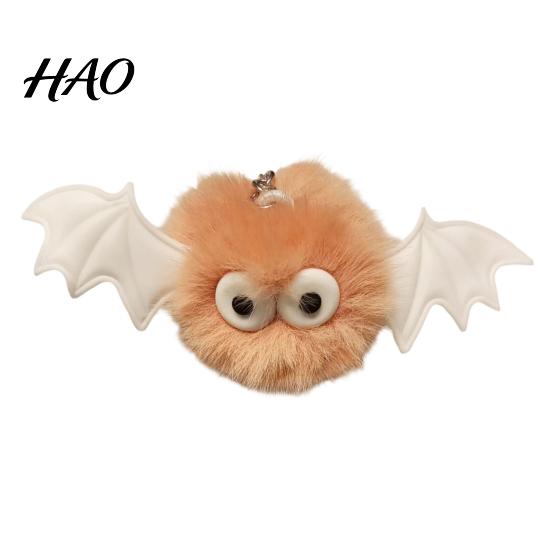 Romantic Gift for Women Halloween Bat Plush Keychain, Cute Devil Furry Pendant Party Decoration Bag Keys, Vintage Silver Alloy Key Ring, Spooky