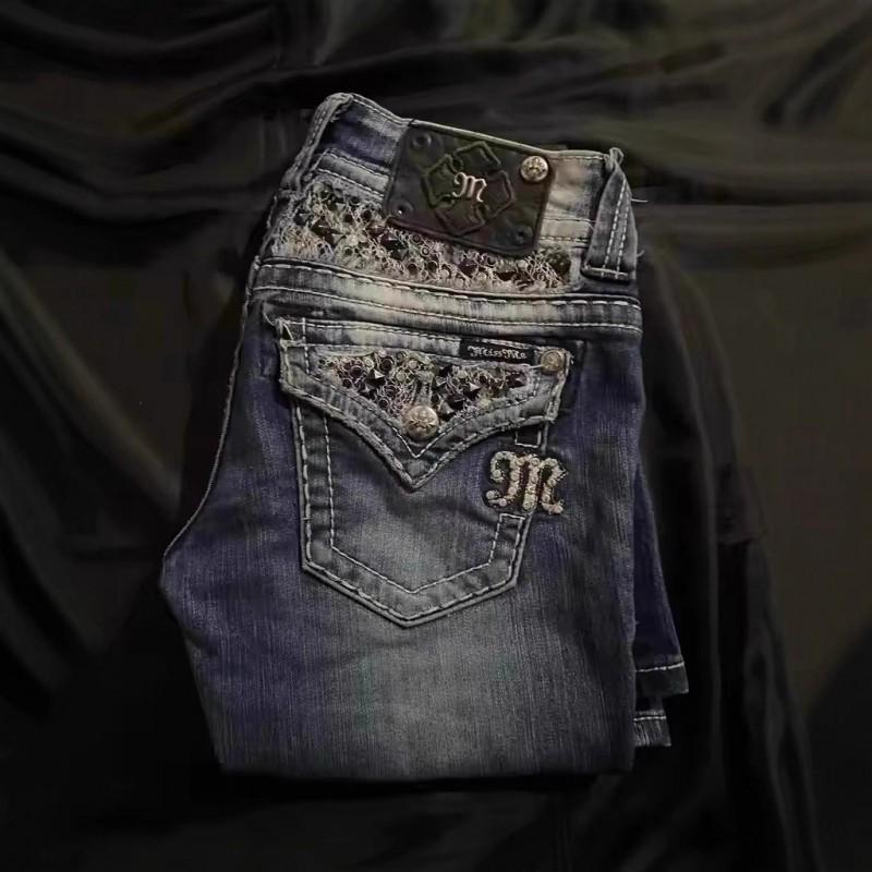 Damen High-Waist Weitbeinige Jeans mit Pailletten Streetwear Stil Lockere Passform Lässige Jeans