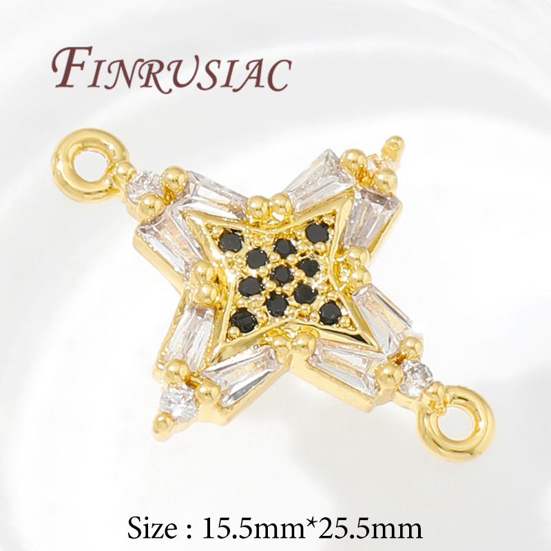 

18K Gold Plated Zircon Crystal Charm Connectors For Jewelry,DIY Necklace Earrings Making Accessories,Trendy Cross/Flowers Charms 1 piece