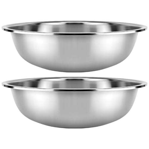 

Luxshiny 2-Piece Stainless Steel Basin, Large Mixing Bowl, Colander, Vegetable Washing Bowl, Meal Prep Container, Bathroom Laundry Basin, Laundry Bowl