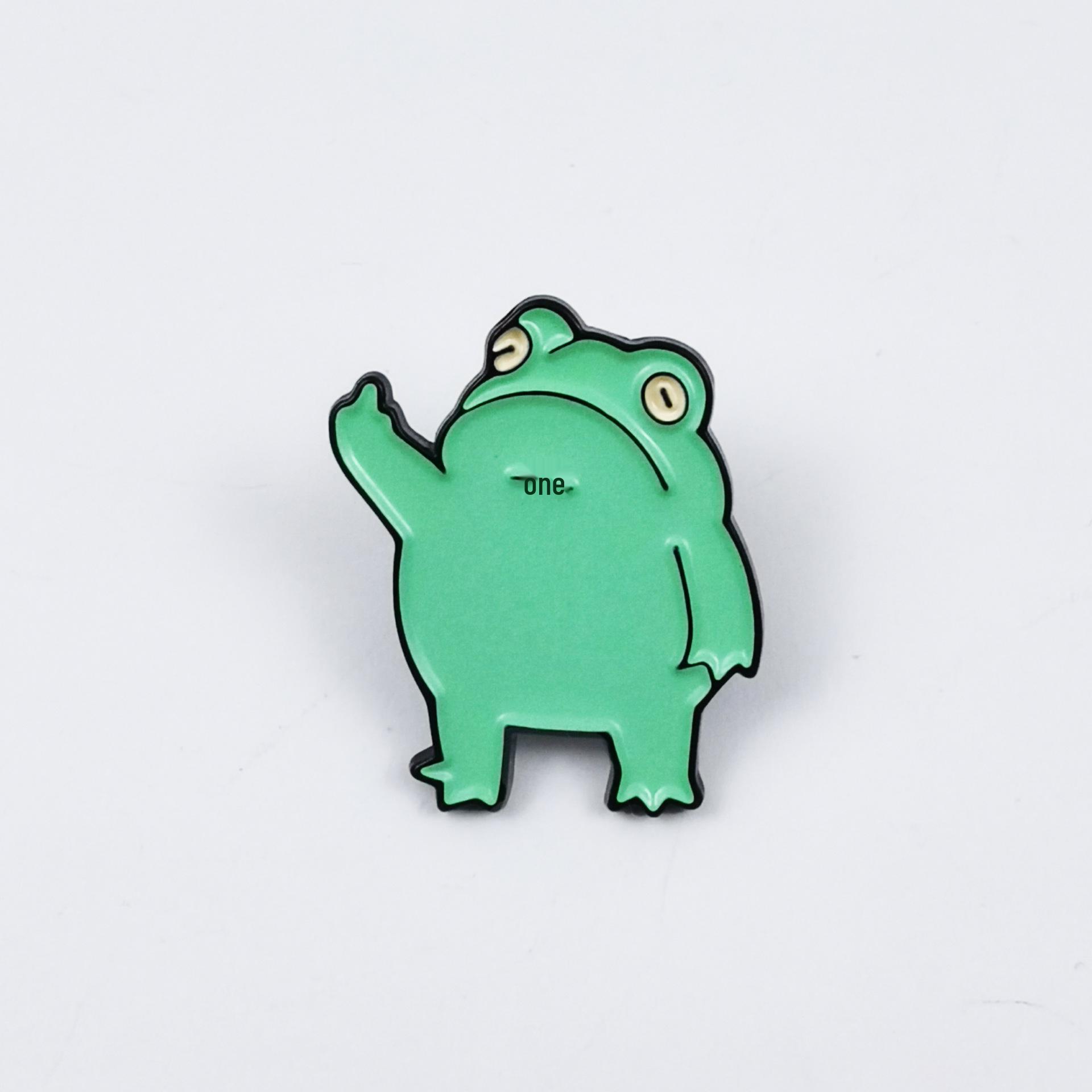 Adorable Quirky Green Frog Cartoon Brooch for Backpack & Clothing