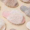 Open plush slippers fish mouth home less plush slippers indoor European and American fluffy slippers