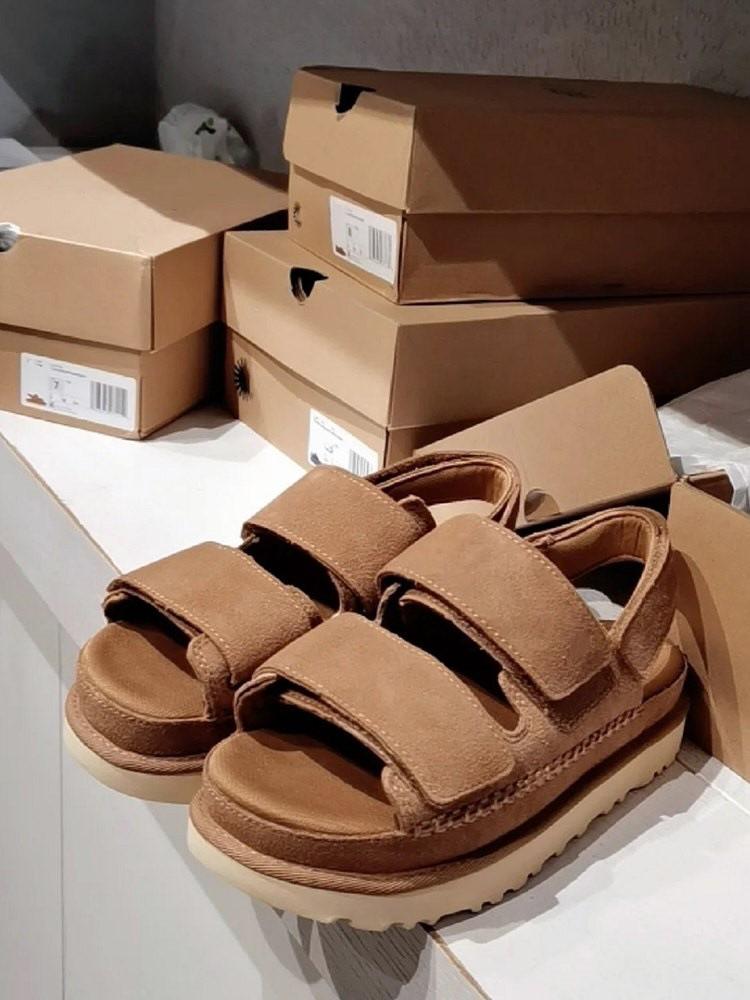 Soft sole 2025 summer new fashion leather open-toed casual sandals women's muffin thick sole versatile Velcro light