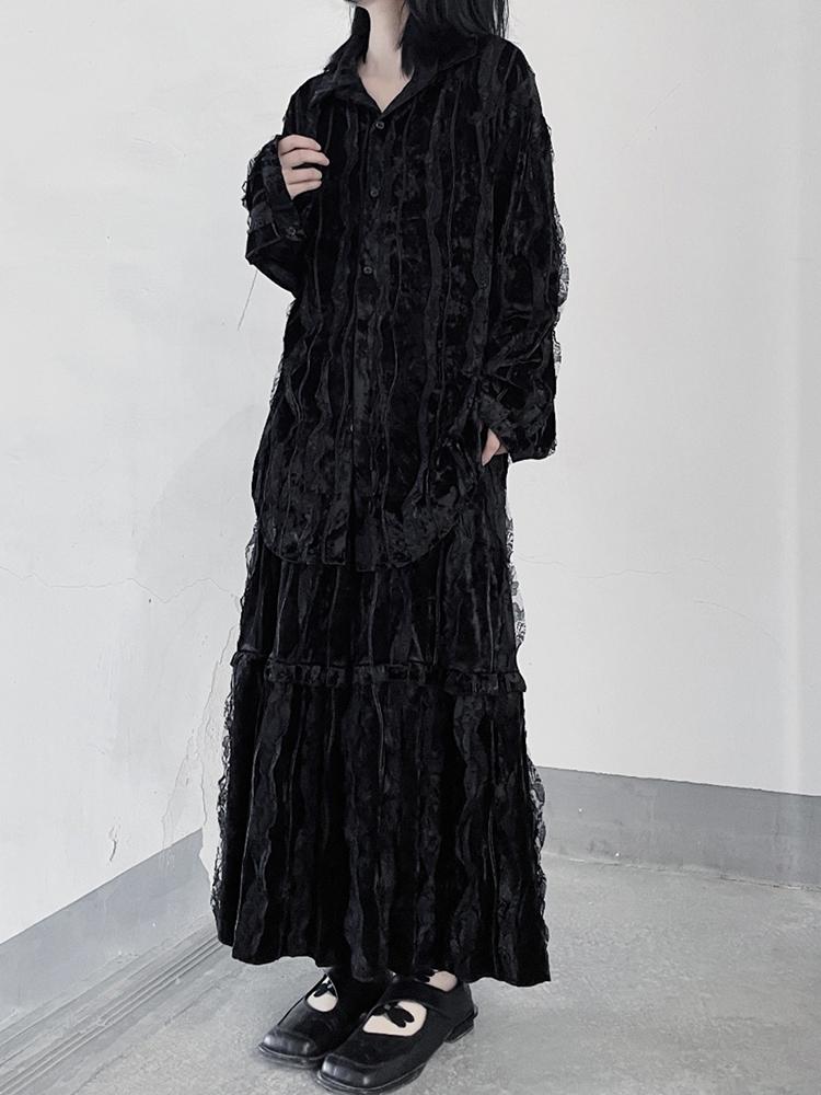 XITAO Lace Patchwork Loose Fold Women Skirt ZYY1031