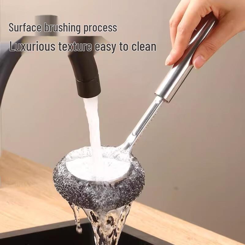 Zhi Shi Long Handle Stainless Steel Pot Scrubber