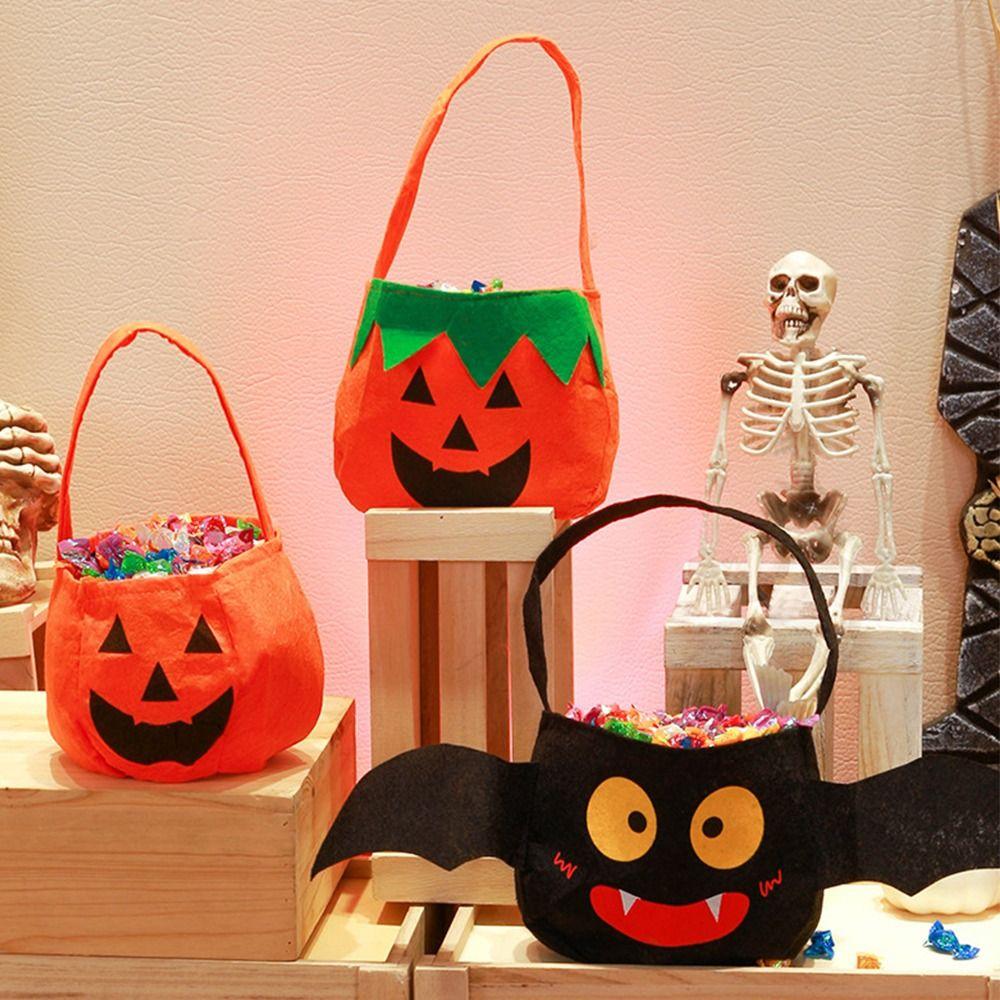 Gifts Pouch Halloween Wool Felt Bag Non-woven Pumpkin Candy Bucket Creative   Party