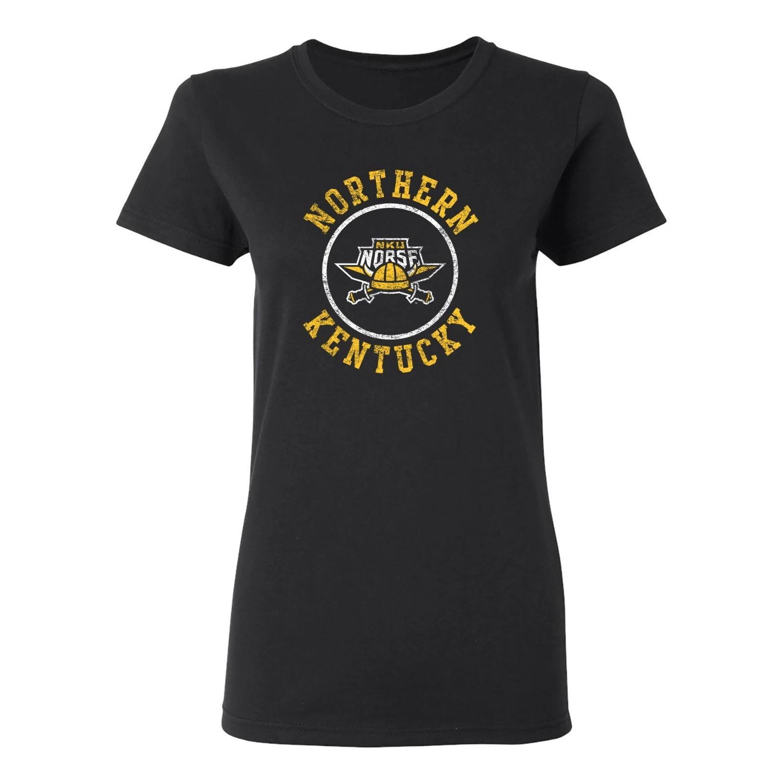 Northern Kentucky Norse Distressed Circle Logo Womens T-Shirt - Black S