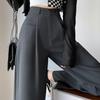 2024 Autumn Wide-Leg Angora Red High-Waist Casual Pants for Women